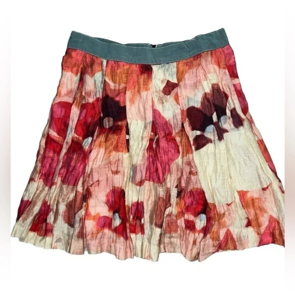 Loft Colorful Pleated Flowy Mini Skirt